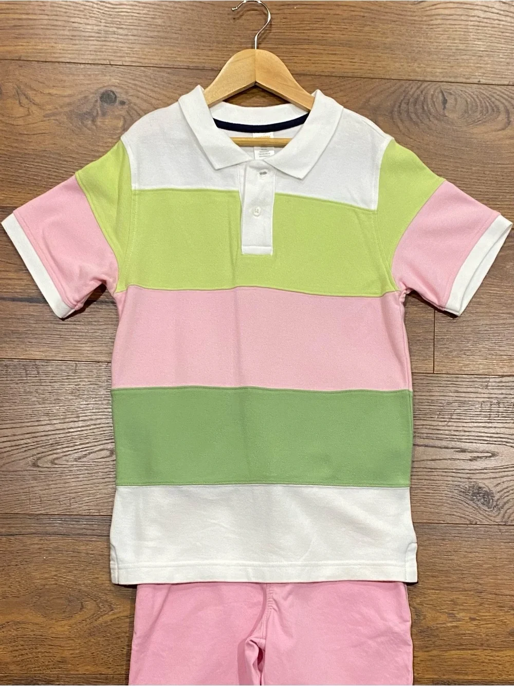 Gymboree Boys Colorblock Stripes Pastel Polo Short Sleeve Shirt Size 7